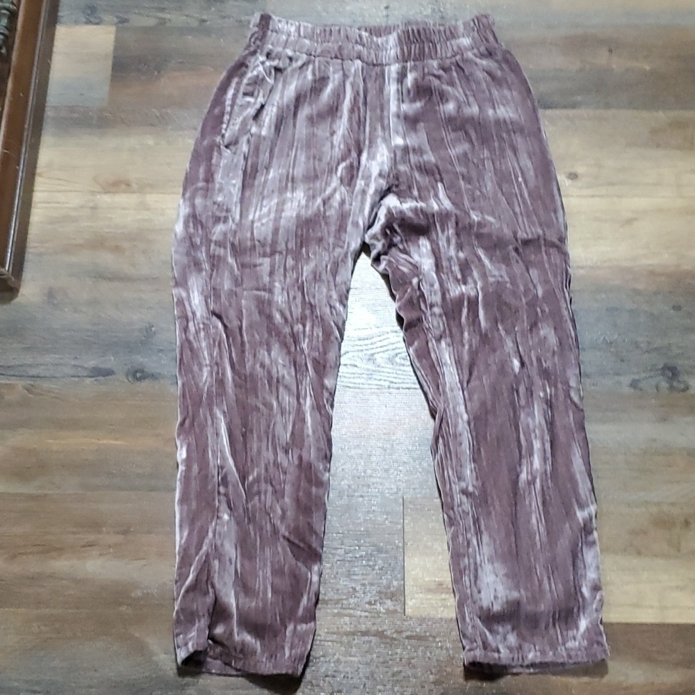 Tina + Jo velvet dusty purple pull on lined pants